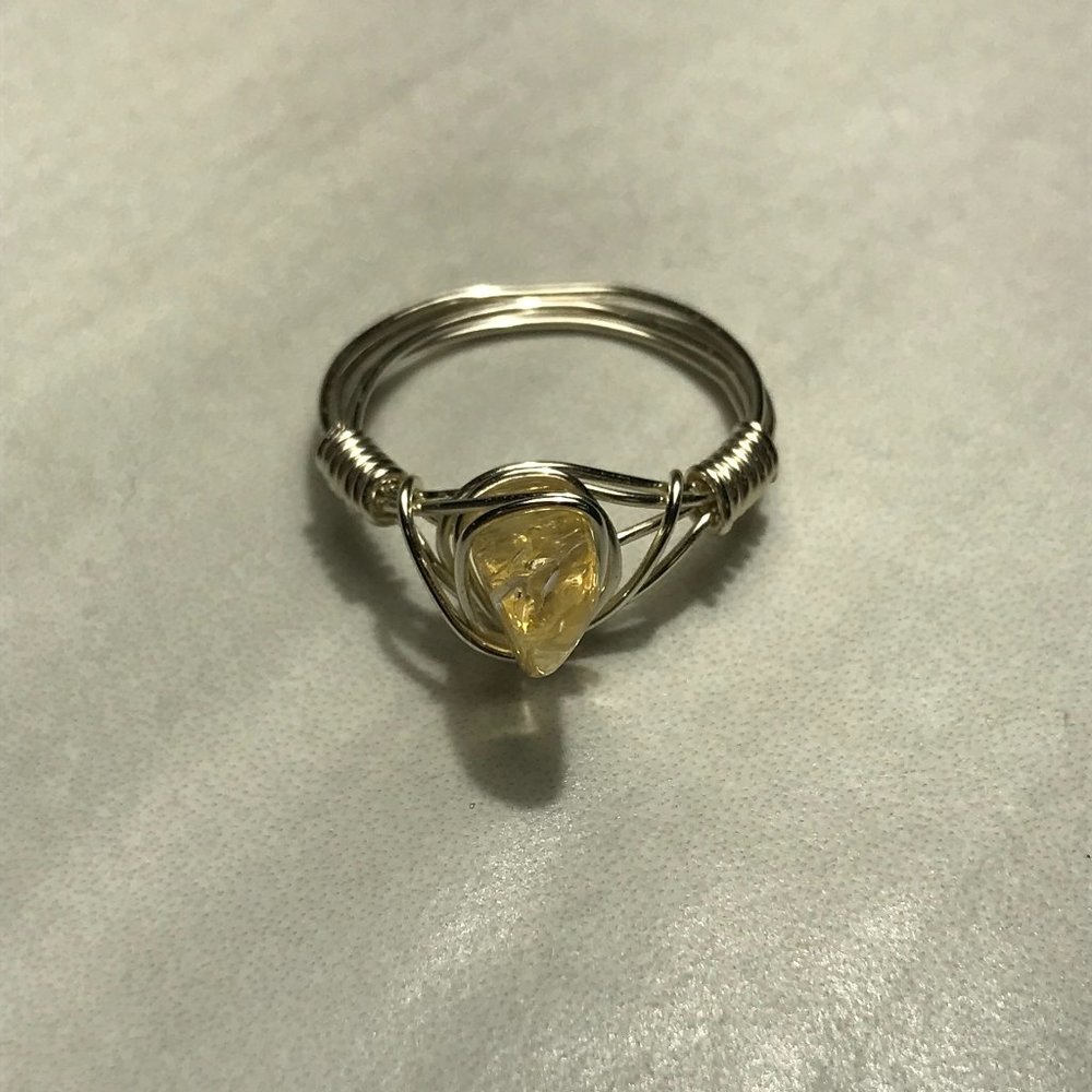 citrine crystal wire rings